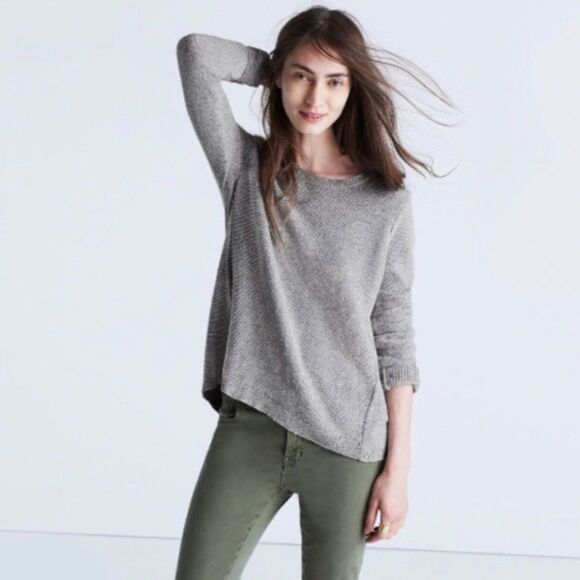 ✨ Madewell Gray Knit Riverside Textured Crewneck Sweater ✨ - Picture 1 of 5